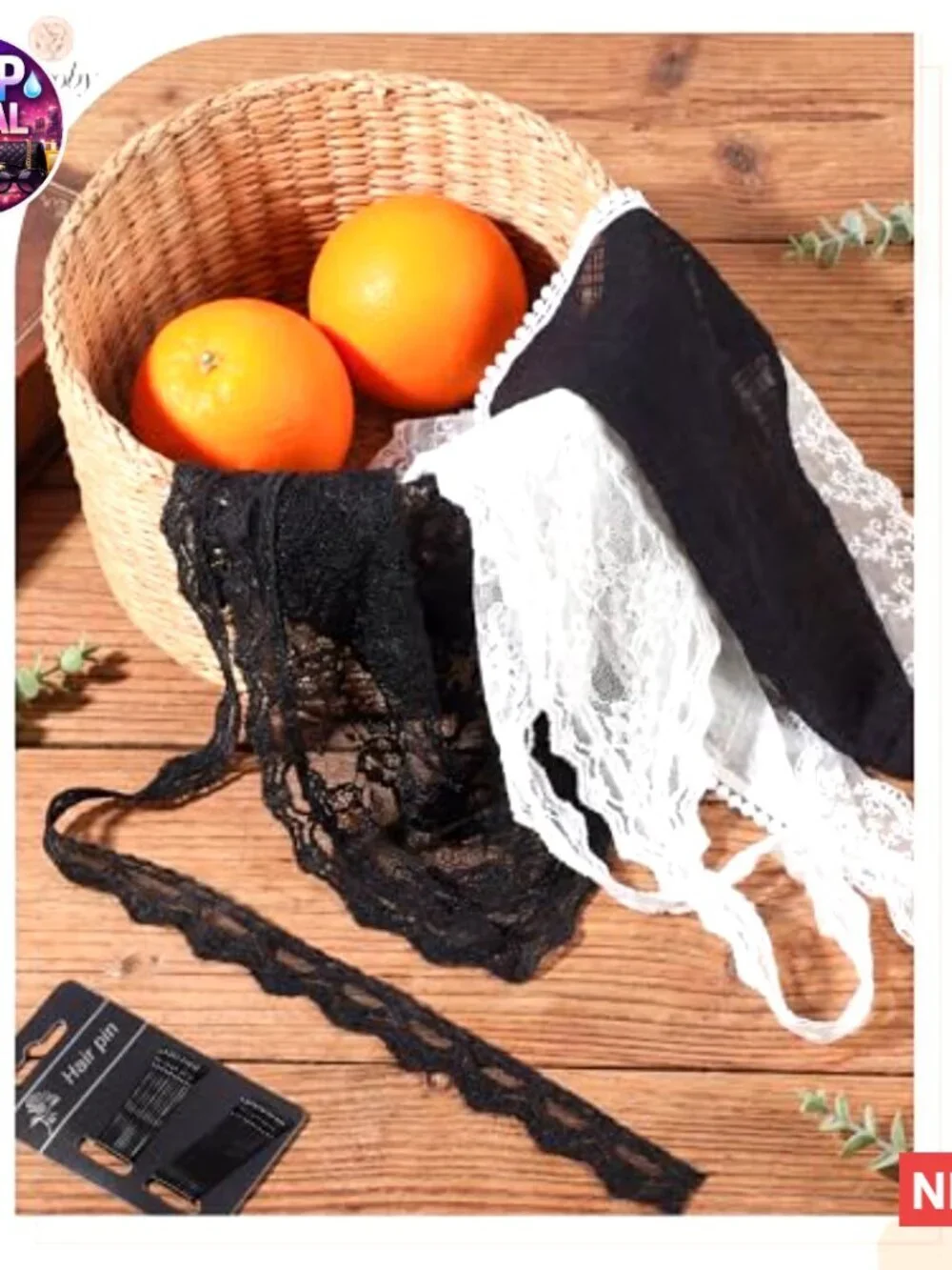 Lace Headscarf Set with Floral Design, 4 Pack